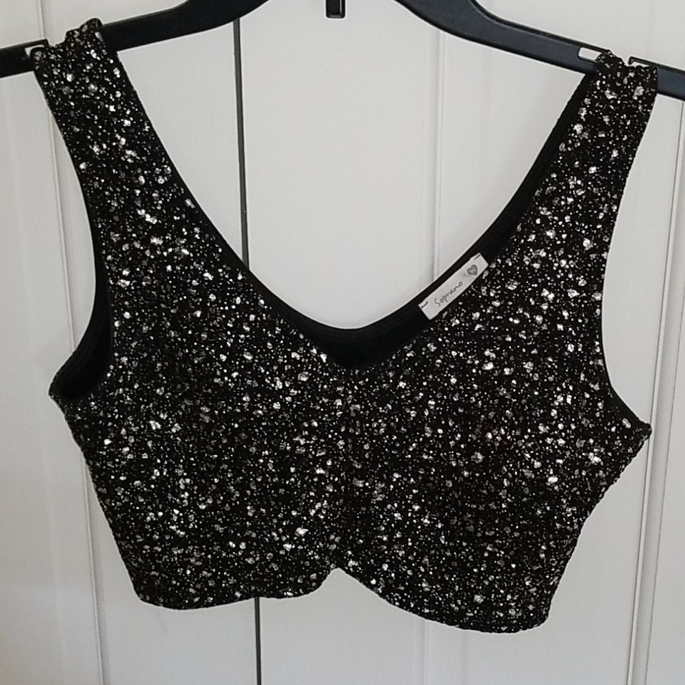 Foil glitter crop top
